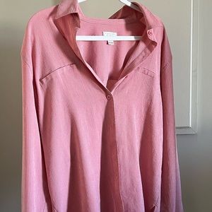 Christopher & Banks Red Flowy Button-Up